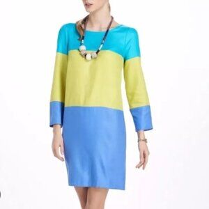ANTHROPOLOGIE Colorblock Shift Dress, Blue/Yellow, 2P